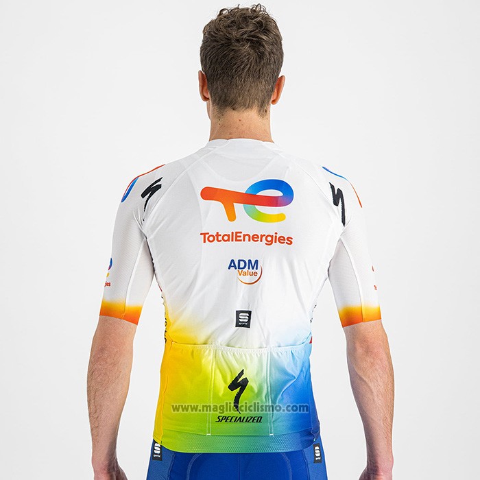 2022 Abbigliamento Ciclismo Direct Energie Bianco Giallo Blu Manica Corta e Salopette